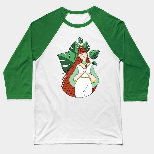 Monstera Girl Baseball T-Shirt by maryallen138